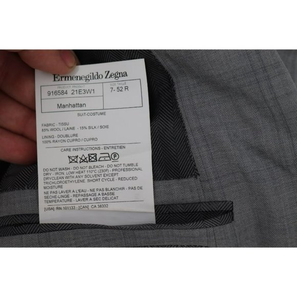 Ermenegildo Zegna sport coat men's 42R Trofeo 600 Manhattan wool silk gray plaid - Picture 14 of 16